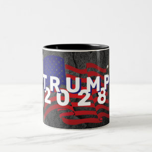 Trump 2028 Flag and Bald Eagle Two-Tone Coffee Mug