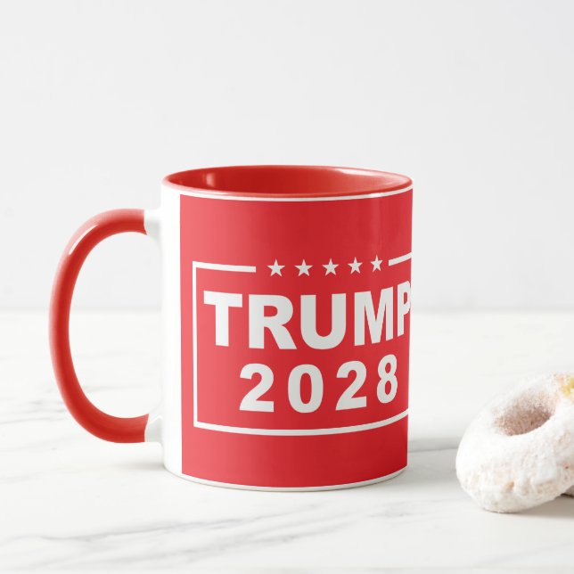 Trump 2028 Funny President Donald Trump Mug (With Donut)