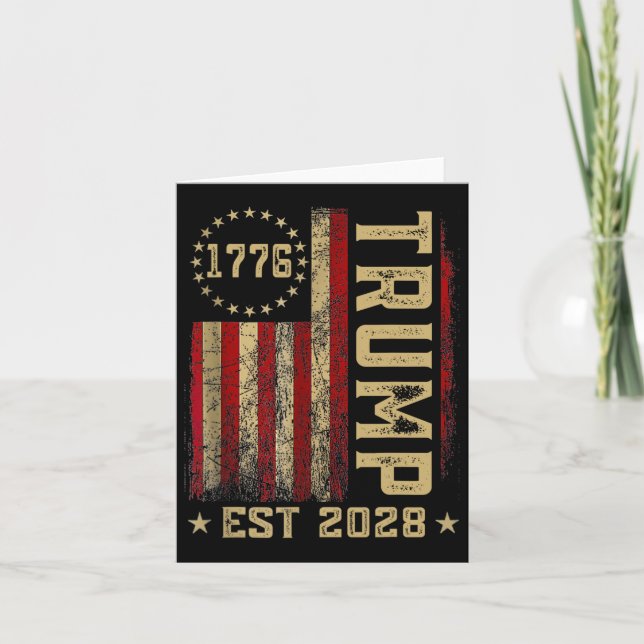 Trump 2028 Vote Donald Trump America Us Flag Vinta Card (Front)