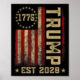 Trump 2028 Vote Donald Trump America Us Flag Vinta Poster