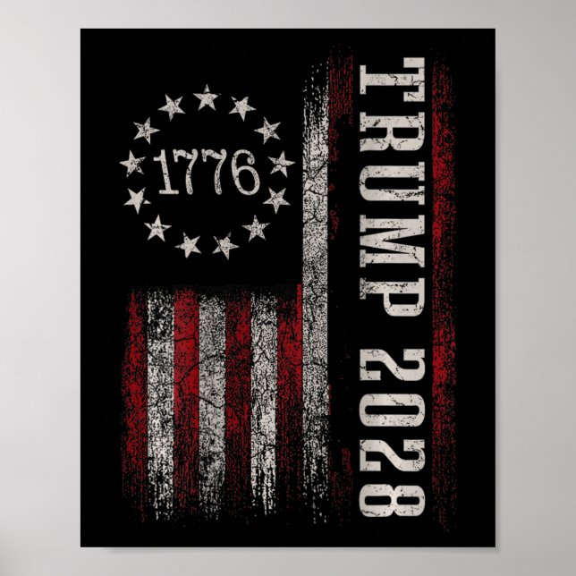 Trump 2028 Vote Donald Trump America Us Flag Vinta Poster (Front)