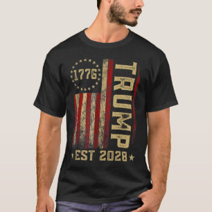 Trump 2028 Vote Donald Trump America Us Flag Vinta T-Shirt