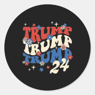 Trump 24 2024 Groovy Retro Classic Round Sticker