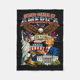 Trump 250th Birthday of America 250 Years 4th of Fleece Blanket