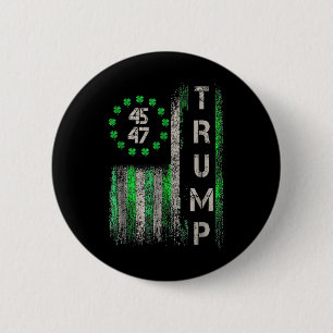 Trump 45 47 American Flag Vintage St. Patricks Day 6 Cm Round Badge