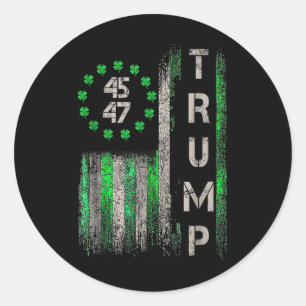 Trump 45 47 American Flag Vintage St. Patricks Day Classic Round Sticker