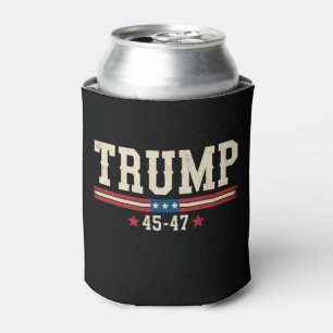 Trump 45 47 American USA Flag Retro Vintage Can Cooler