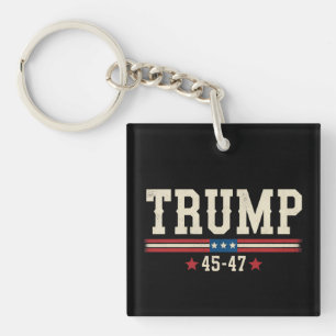 Trump 45 47 American USA Flag Retro Vintage Key Ring