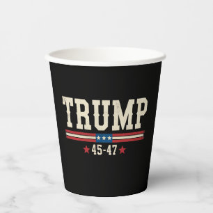 Trump 45 47 American USA Flag Retro Vintage Paper Cups