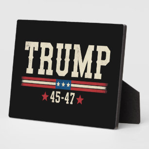 Trump 45 47 American USA Flag Retro Vintage Plaque