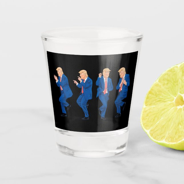 Trump 45 47 Funny Dance Dancing USA President Shot Glass (Front)