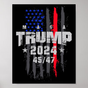 Trump 45-47 Mega Us Flag 2024 Presidential Electio Poster