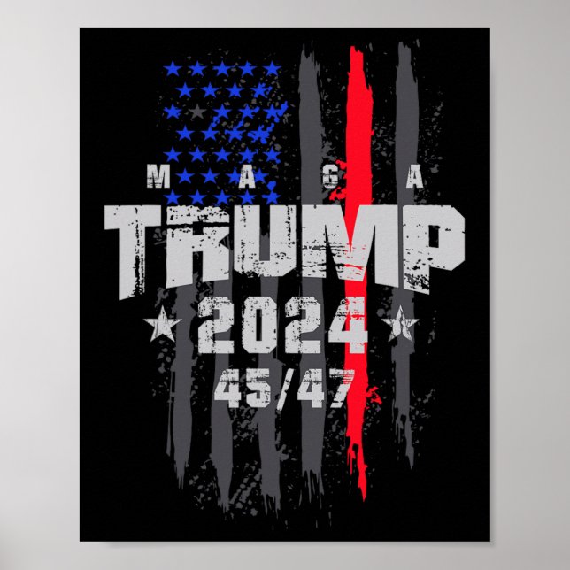 Trump 45-47 Mega Us Flag 2024 Presidential Electio Poster (Front)