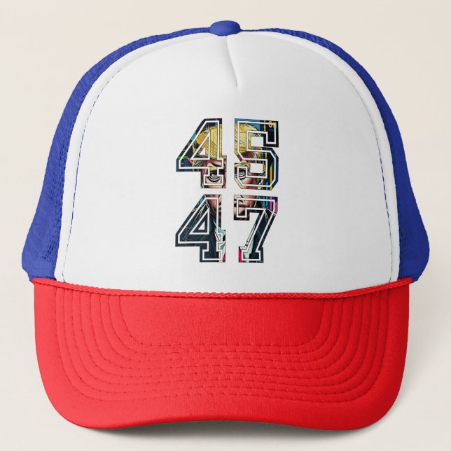 Trump 45 47 | Pop Art | American President Trucker Hat (Front)