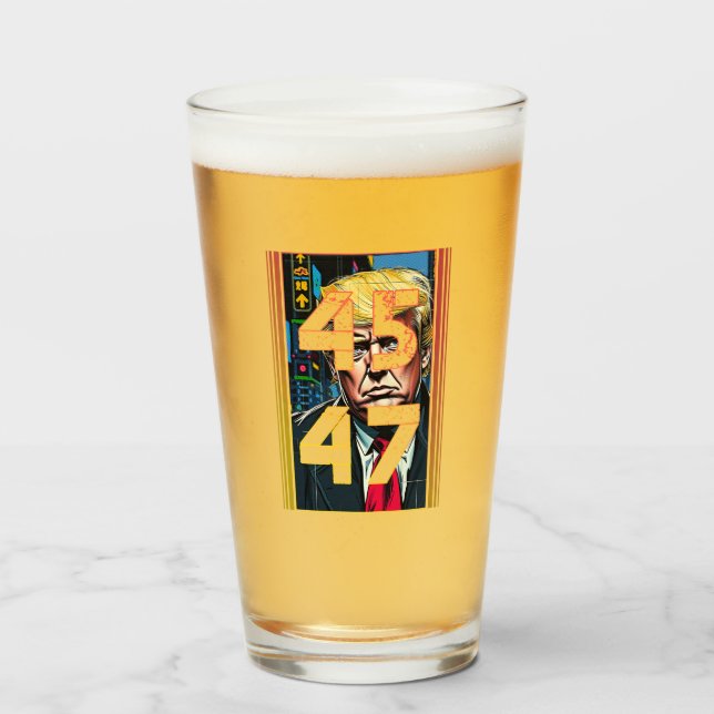 Trump 45 47 Pop Art Portrait Glass (Front Filled)
