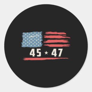 Trump 45 47 President Vintage American Flag 2024 P Classic Round Sticker