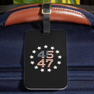Trump 45 47 Stars Vintage USA American Flag Luggage Tag