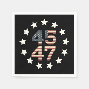 Trump 45 47 Stars Vintage USA American Flag Napkin