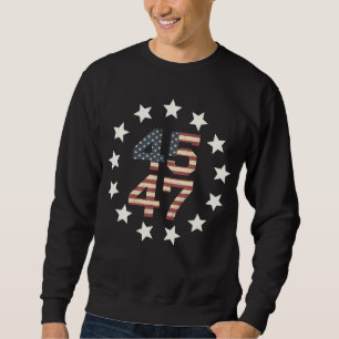 Trump 45 47 Stars Vintage USA American Flag Sweatshirt