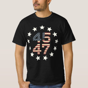 Trump 45 47 Stars Vintage USA American Flag T-Shirt