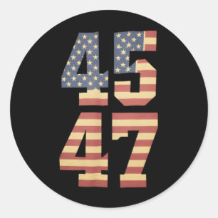 Trump 45 47 Vintage America USA Flag Classic Round Sticker
