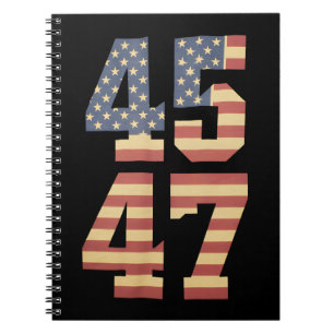 Trump 45 47 Vintage America USA Flag Notebook