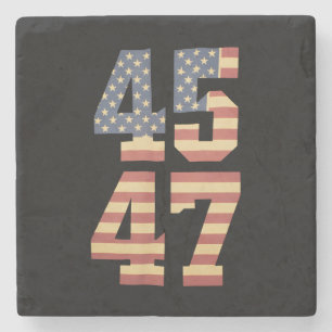 Trump 45 47 Vintage America USA Flag Stone Coaster