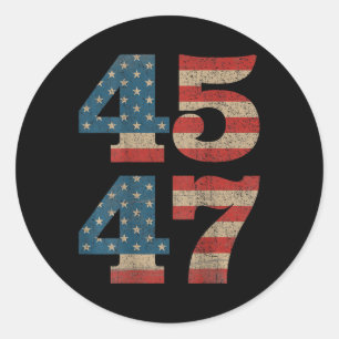 Trump 45 47 Vintage American Flag Retro 4547 Classic Round Sticker