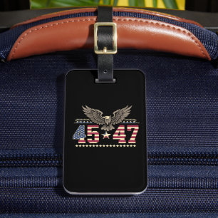 Trump 45 47 Vintage American USA Eagle Flag Luggage Tag