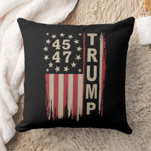Trump 45 47 Vintage Retro America USA Flag Cushion
