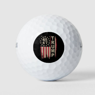 Trump 45 47 Vintage Retro America USA Flag Golf Balls