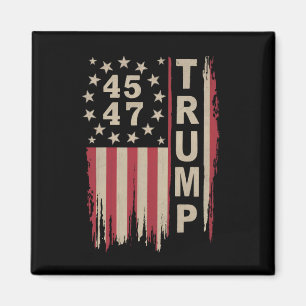 Trump 45 47 Vintage Retro America USA Flag Magnet