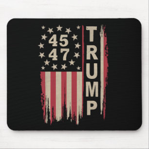 Trump 45 47 Vintage Retro America USA Flag Mouse Pad