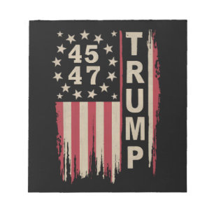 Trump 45 47 Vintage Retro America USA Flag Notepad