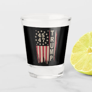 Trump 45 47 Vintage Retro America USA Flag Shot Glass