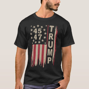 Trump 45 47 Vintage Retro America USA Flag T-Shirt