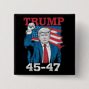 Trump 45 47 Vintage Retro USA American Flag 15 Cm Square Badge