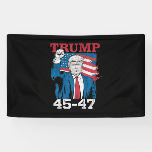 Trump 45 47 Vintage Retro USA American Flag Banner