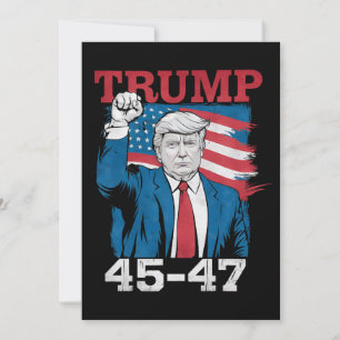 Trump 45 47 Vintage Retro USA American Flag Invitation