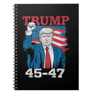 Trump 45 47 Vintage Retro USA American Flag Notebook