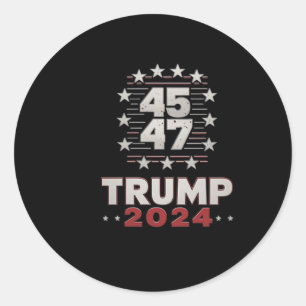 Trump 45 47 You Missed Again Trump 2025 Usa Flag ( Classic Round Sticker