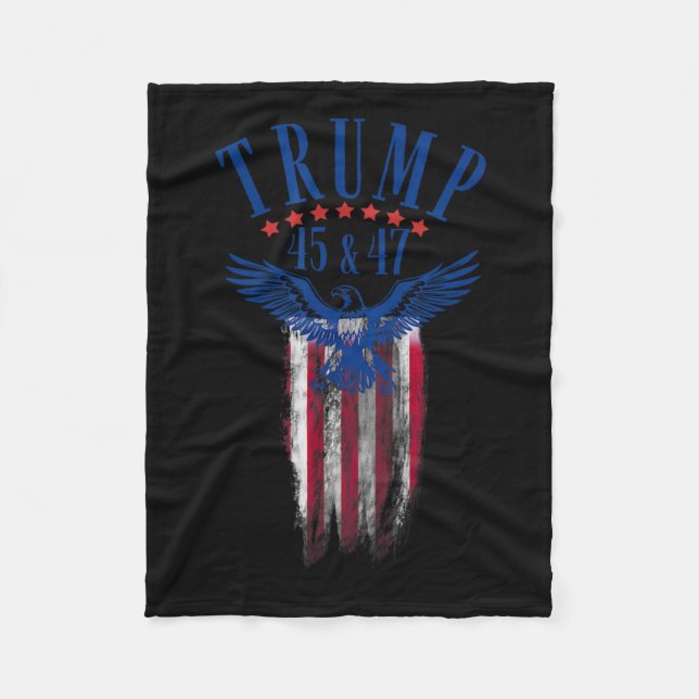 Trump 45 And 47  Fleece Blanket (Front)