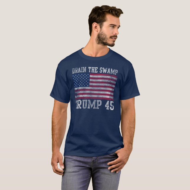 Trump 45 Drain The Swamp T-Shirt (Front Full)