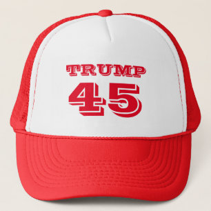 "Trump 45" President Donald J. Trump in Red Trucker Hat