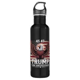 Trump 45th 47th President Flag 2025 Eagle America  710 Ml Water Bottle
