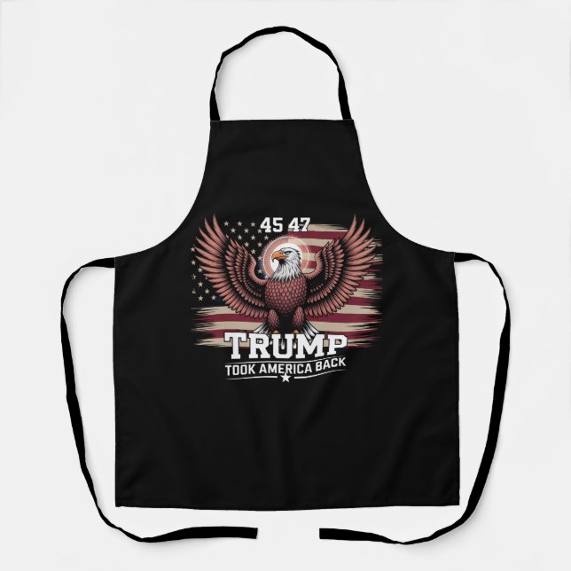 Trump 45th 47th President Flag 2025 Eagle America  Apron (Front)
