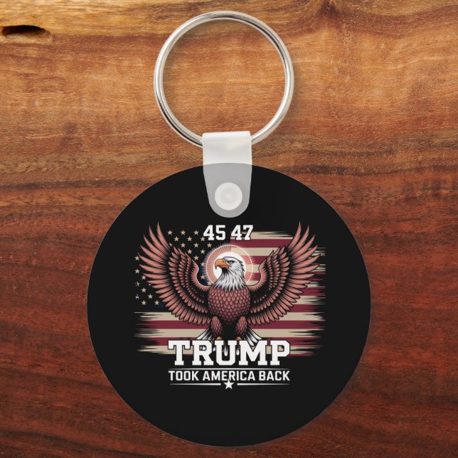 Trump 45th 47th President Flag 2025 Eagle America  Key Ring (Front)