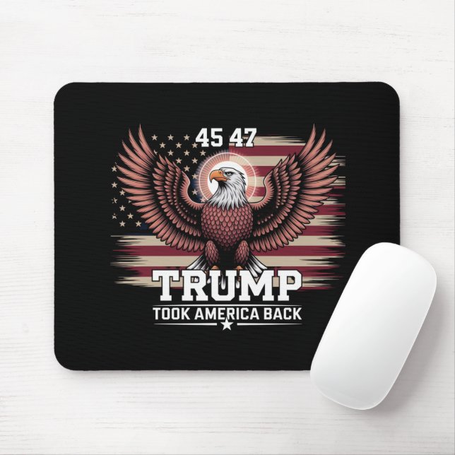 Trump 45th 47th President Flag 2025 Eagle America  Mouse Pad (With Mouse)