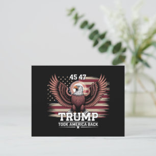 Trump 45th 47th President Flag 2025 Eagle America  Postcard