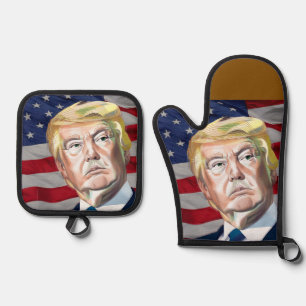 Trump 45th President of the USA - Gift Oven Mitt & Pot Holder Set